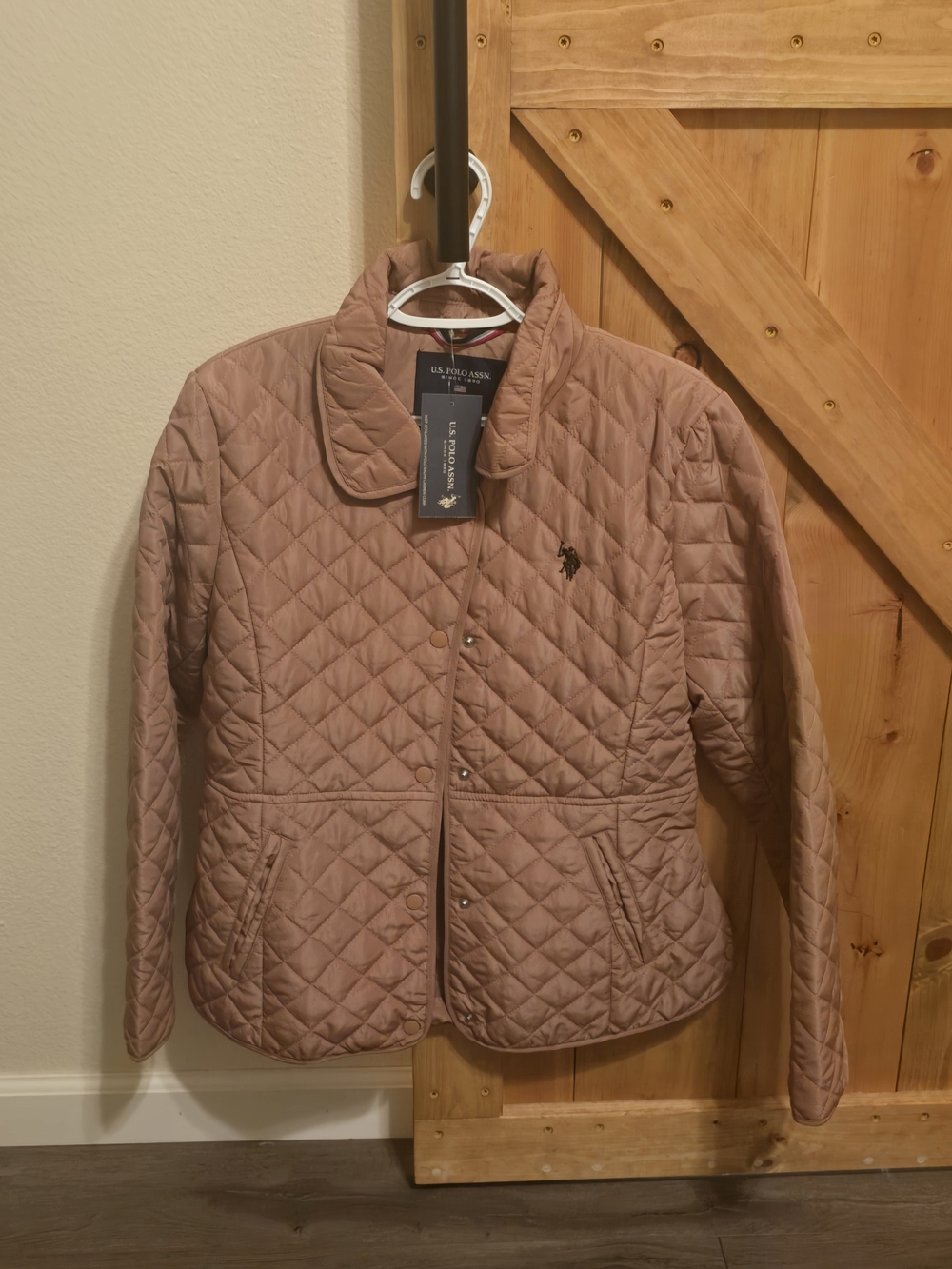 U.S. Polo Assn. Quilted Puffer Jacket in Dusty Rose